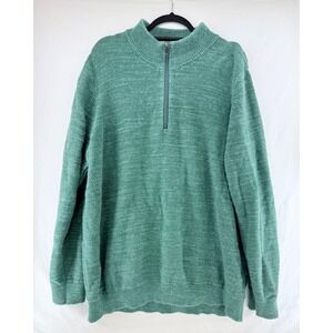 LL Bean Mens XL Tall Organic Cotton Quarter Zip Sweater Heather Green 511622